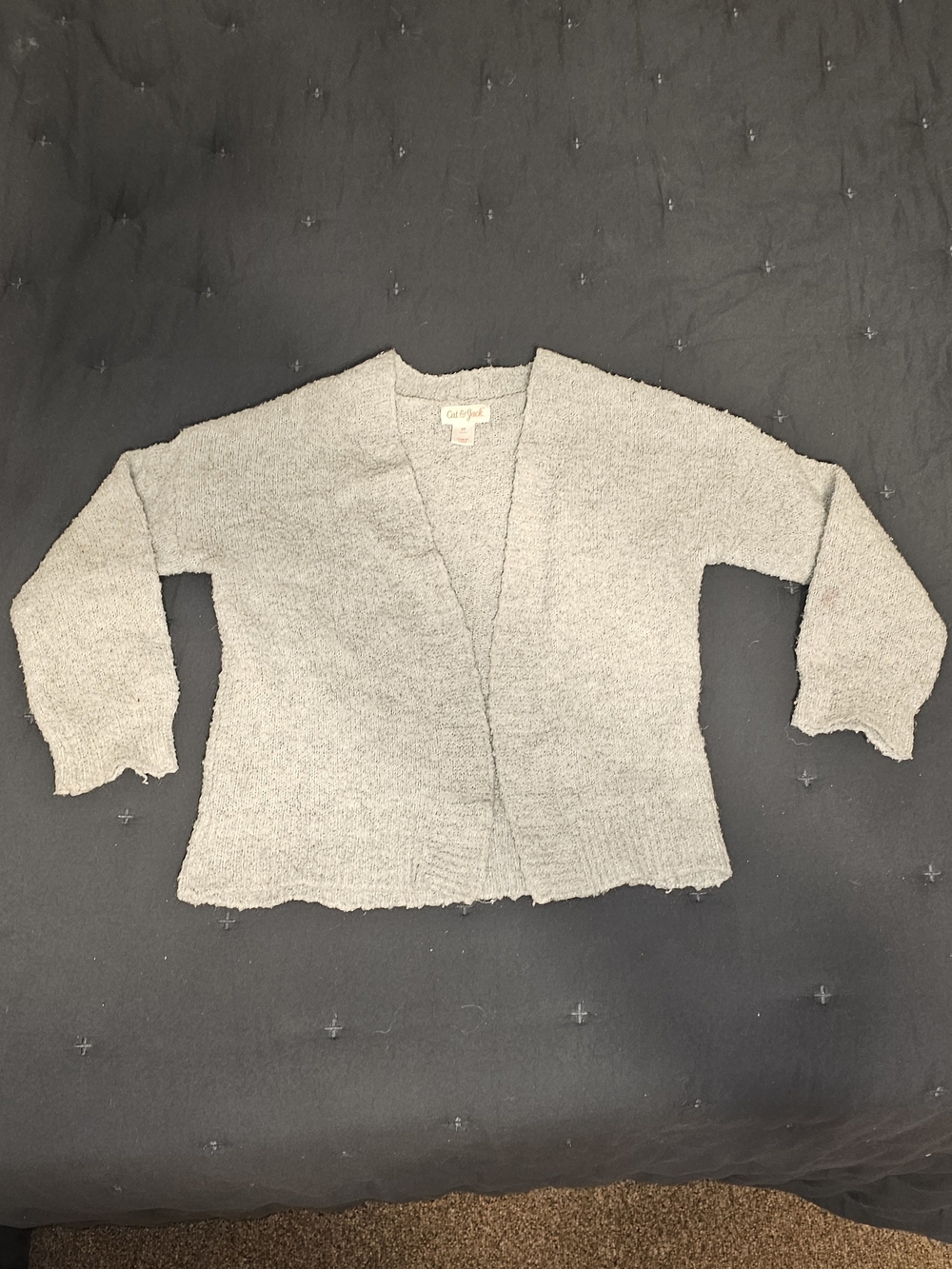 Cat & Jack Heather Gray Open-Front Knit Cardigan